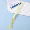 Llavero con cordón de cuentas de rompecabezas etiqueta de corazón llavero con cordón para teléfono llavero DIY portátil con etiqueta de corazón anti-pérdida