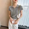 Camisa tipo polo básica de lino Tian Shuang con un diseño sencillo de cuello de solapa, transpirable y ligera, una prenda de manga corta imprescindible para primavera y verano