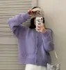 Cardigan Suéter Abrigo de Punto Suave de Manga Larga Jacquard Hueco Cuello Redondo Estilo Francés Suave para Mujer