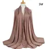 Novo Lenço de Cabeça de Chiffon com Pérolas e Strass para Mulheres, Lenço Longo com Corrente para Sorteio, Lenço Longo, Xale YS010