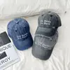Gorra de Béisbol Desgastada Bordada Estilo Coreano con Bordado Original de Letras Multilinea, Gorra Visera Solar para Mujer, Versátil para Viajar al Trabajo