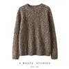 2025 Nuevo Otoño e Invierno Retro Cachemira Engrosado Cuello Redondo Tejido de Punto Manga Larga Hilo Floral Suave Ceroso Cálido Tejido de Punto de Cachemira