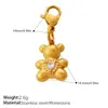 Moda Europeia e Americana Estilo Retrô Exquisito Cravejado com Diamantes Urso 3D Fecho Lagosta Pingente Pulseira Colar DIY Acessórios de Joias