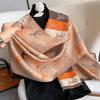 Bufanda de Imitación Cachemir con Estampado de Caballos Transfronteriza para Mujer, Versátil Abrigo Cálido Elegante para Otoño e Invierno, Estilo de Lujo Ligero, Estilo Largo