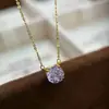 Cadena Clásica para Clavícula con Gema de Diamante Cortado a la Rosa, Disponible en Múltiples Colores, Juego de Collar y Anillo Chapados en Oro, Estilo Popular en Línea