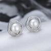 Pendientes de perlas de agua dulce de plata esterlina S925 de origen transfronterizo de Europa y Estados Unidos, pendientes de circonita con microincrustaciones de moda simples, accesorios de bricolaje