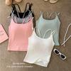 Nuevo Estilo de Principios de Primavera Diseño de Doble Tirante Camisola Cruzada Todo en Uno Almohadilla de Látex Base de Algodón Rc Tejido Ropa Interior