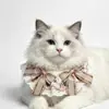 Baberos para mascotas transfronterizos, baberos para gatos, pajaritas, accesorios para perros de encaje rosa champaña, fabricante mayorista de bufandas