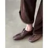 Zapatos Mocasines Plisados Vintage Estilo Old Money para Mujer Chuyuji, Versátiles para Viajes de Negocios Británicos, Tacón Grueso de Cuero