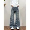 Jeans acampanados con estampado integral de estrellas estilo American Vibe tie-dye para hombre, pantalones largos versátiles de pierna recta holgada, de moda en la calle
