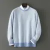 Suéter 100% Lana Pura para Hombre Otoño e Invierno Nuevo Holgado Engrosado Cuello Alto Medio Suéter Casual de Negocios Camiseta de Punto para Base
