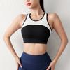 Novo Top Esportivo Listrado Patchwork Color-Blocking Racerback com Bojos, À Prova de Choque e Respirável para Fitness e Yoga