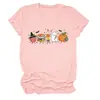 Amazon Wish site independente moda casual feminina maçã livro lápis fantasma abóbora gola redonda manga curta camiseta