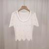 Estilo coreano artículos europeos temporada de verano nuevo dulce moda camiseta básica de mujer estilo extranjero tejido de punto moderno con cuentas de alta resistencia