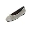 Zapatos Planos de Estilo Coreano con Bloques de Color y Boca Poco Profunda para Mujer, Nuevos Modelos de Primavera y Verano, Cuero Genuino por Dentro y por Fuera, Zapatos Planos Tejidos con Punta Redonda y Lazo para Mujer