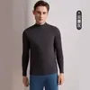 Outono e inverno novo camisola de cashmere e seda com gola semi-alta masculina de modal roupa íntima térmica peça de cima para usar por baixo roupas de outono escovadas