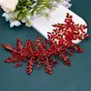 Acessórios de Cabeça para Noivas Transfronteiriços Headband com Corrente de Garras de Strass Vermelho e Pérola Aro de Cabelo Feito à Mão Acessórios de Coroa de Cabelo Dz324