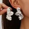 Joyería Transfronteriza Europea y Americana Ins Pendientes Personalizados de Doble Capa con Forma de Flor de Cinco Pétalos Pendientes de Borla con Forma de Hoja de Rayas Retro Fabricante