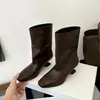 Botines cortos de moda estilo británico de 5 cm, nuevo modelo otoño e invierno 2026, punta cuadrada, tacón grueso, botines Chelsea casuales sin cordones