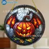 Pendente acrílico de bruxa, item mais vendido para o Halloween, decoração de parede em disco colorido, decoração de feriado de gato preto