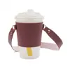 Juego de Tazas de Color Sólido Estilo Coreano PU Taza Térmica de Gran Capacidad Juego de Tazas Portátil Juego de Tazas Portátil con Botón D
