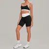 Conjunto de yoga com cores cruzadas e alças duplas, toque de alta qualidade, roupas esportivas para fitness, conjunto para corrida e exercícios 6211+5397