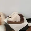Zuecos de felpa sin cordones, pantuflas casuales cómodas y ligeras para mujer, pantuflas simples de pelo para mujer para invierno, se pueden usar en exteriores