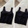 Chaleco de Malla Fresca Ultrafino de Verano para Mujer, Transparente y Sexy, Viene con Almohadillas para el Busto para Cubrir los Senos, Top Interior de Cuello Cuadrado Largo