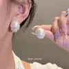 Pendientes de Botón Ovalados de Algodón Falso Perla Estilo Lujo Ligero Francés Pendientes de Alta Gama para Mujer Joyería para Orejas Nueva 2026