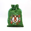 Bolsa de Regalo Navideña Verde al por Mayor Transfronteriza Bolsa con Cordón de Papá Noel Bolsa de Dulces de Nochebuena Bolsa para Manzanas Bolsa de Lino