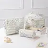 Bolsa de Maquillaje de Mano Gran Capacidad Estampado Floral Pequeño Almacenamiento Portátil Algodón Acolchado Flores Lindas ins Viaje Estudiante