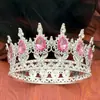 Corona de Tiara de Aleación Barroca Transfronteriza Europea y Americana 16 Gotas de Agua Flor Corona Redonda Completa Adornos para Decoración de Pasteles