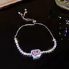 Pulsera de diamantes cuadrados, diseño elegante y moderno de la marca coreana Flu, pulsera delicada y con sentido de la moda, pulsera de celebridades de Internet, recién llegada para mujeres.