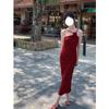 Vestido elegante minimalista con tirantes de flores estilo francés para mujer, nuevo diseño, sentido de la moda, corte ajustado, adelgazante, falda Ken Bean, funda, falda larga
