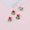 Flores Tulipa Frescas Pequenas Folhas Vidro Contas Soltas DIY Artesanal Caseiro Pulseira Colar Joias com Contas Acessórios