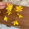 2026 Nuevos Pendientes Florales Amarillos de Primavera y Verano Estilo Resort Costero Pendientes Elegantes y Suaves de Gama Alta