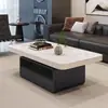 Mesa de centro retangular minimalista moderna para sala de estar, adequada para apartamentos pequenos, com design de luxo leve e tampo de pedra de alta qualidade estilo italiano