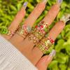 Europa y Estados Unidos anillo de gota de joyería transfronteriza amor cruz hojas tejidas flor anillo de acero inoxidable femenino sensación de alta gama