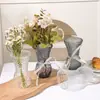 Adornos de Florero de Celebridad de Internet de Gama Alta Estilo Ins Gris Adornos de Florero Hidropónico para Sala de Estar Decoración del Hogar Florero Transparente