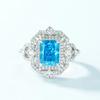 Moda Europeia e Americana de Alta Qualidade Anel de Dedo S925 Prata Totalmente Cravejado Tesouro Cor Brilhante Nova Chegada Transfronteiriça Anel de Diamante de Alto Carbono Azul Claro para Mulheres