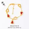 Ansioso(a) pelo bracelete de moeda Fulu em formato de cabaça com diamantes, moda de luxo leve, combina com tudo, ouro vietnamita, joias diy, retenção de cor