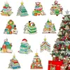 Nuevos adornos de libro de madera navideños transfronterizos regalo decoración de árbol de Navidad estantería colgantes artesanías de madera
