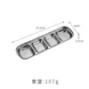 Prato de Condimentos de Aço Inoxidável 304, Prato de Condimentos para Churrasco Coreano, Prato Multifuncional de Três Compartimentos para Molho de Hot Pot, Prato para Vinagre e Picles