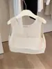 Chaleco de Punto sin Mangas con Cuello en V Color Albaricoque para Mujer, Chaleco Exterior Corto de Verano para Figuras Petite