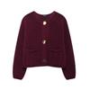 Chaqueta corta de mujer 2024 de un solo pecho con diseño cruzado europeo y americano, chaqueta de punto tipo suéter 6004B6 de doble color sólido y grueso