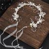 Diadema de hojas doradas de Super Fairy, corona de flores, banda para el cabello con perlas, corona nueva, dulce vestido de novia de estilo europeo, tocado para niños