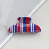 Novo Prendedor de Garra Listrado Colorido Fashionable High-End Presilha Yuanbao para Cabelo Grampo de Tubarão para Coque na Parte de Trás da Cabeça Acessórios de Cabelo para Mulheres