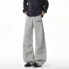 Pantalones Largos de Pierna Ancha Azules a Cuadros con Estrellas, Estilo Dulce y Fresco, Cintura Elástica con Cordón, Bordado de Inglés Escrito a Mano, Pantalones Sueltos y Relajados para Hombres y Mujeres