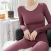 Traje de Urso Pijama Quente com Rosca Listras Verticais Roupa Íntima Quente Gola Redonda Temperatura Constante Roupas de Outono Calças de Outono Roupas de Deusa Corporal