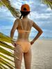 Traje de baño especial para mujer, Bikini sexy de encaje a rayas naranjas, Traje de baño para aguas termales para senos pequeños, Tres piezas estilo coreano para aguas termales